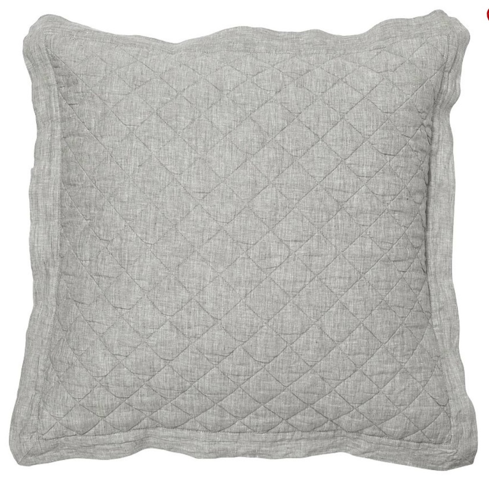 Pottery Barn Belgian Flax Linen Diamond Euro Shams, Flagstone, Set of 2